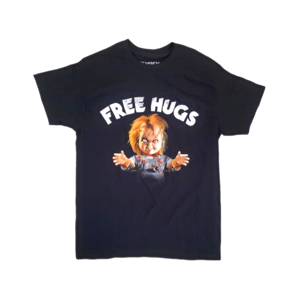Chucky Adult‎ Black Free Hugs Short Sleeve Horror T-Shirt Medium - Picture 1 of 5